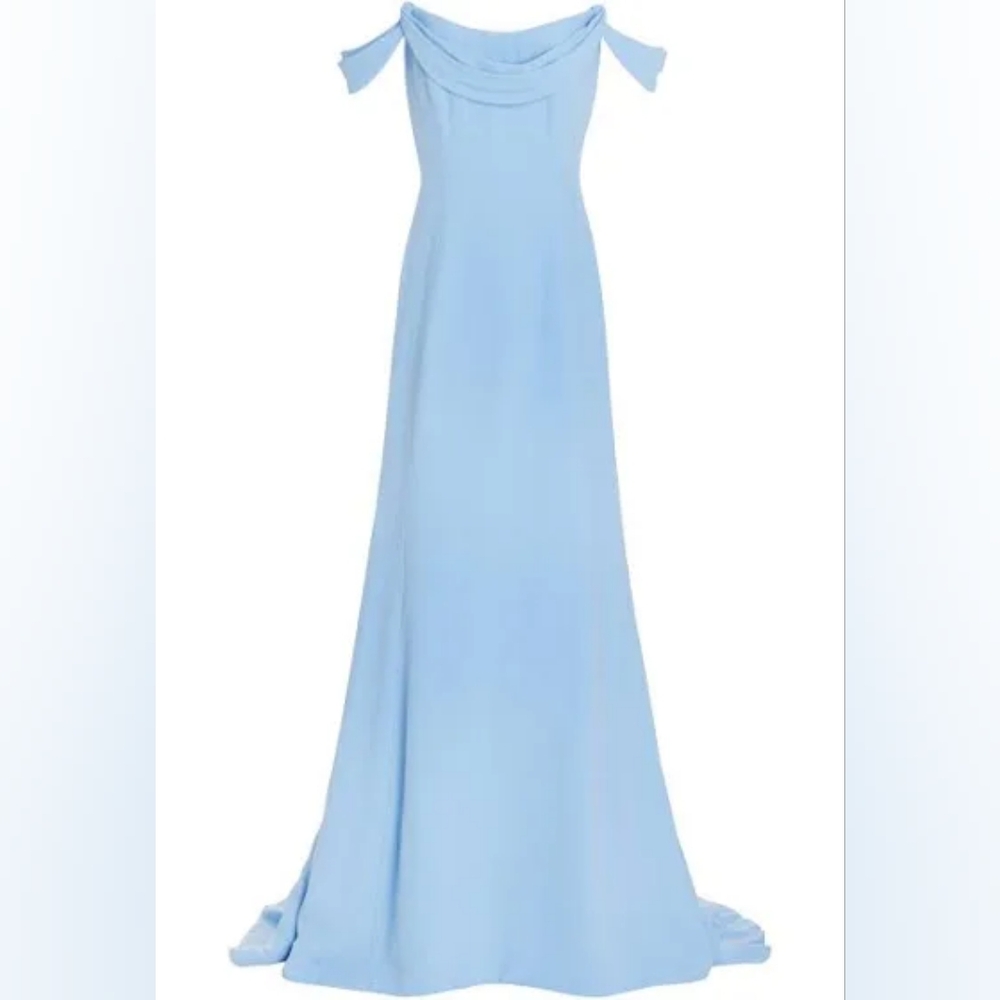 $7,290 NEW OSCAR DE LA RENTA TANZANITE BLUE CADY GOWN US 12